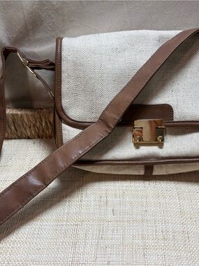 Vintage Baggs California Canvas & Cognac Crossbody Messenger Bag